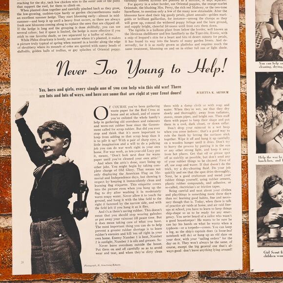 1942 WWII 2-Page Vtg Print Article "Never Too Young to Help!" by Julietta Arthur - Picture 1 of 7